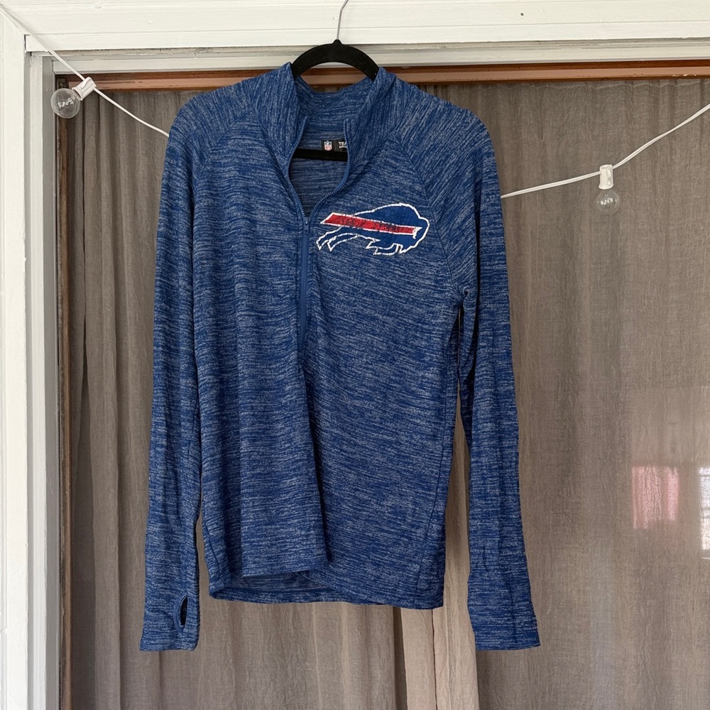 Buffalo Bills Heathered Blue Quarter-Zip Pullover